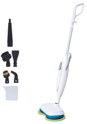 STEAM TWISTER/STEAM SPINNER - TELESHOPPING - VENTEO - Scopa vapore automatica - Doppia testa rotante - Vapore fino a 120°C - Disco in microfibra lavabile - 8 accessori