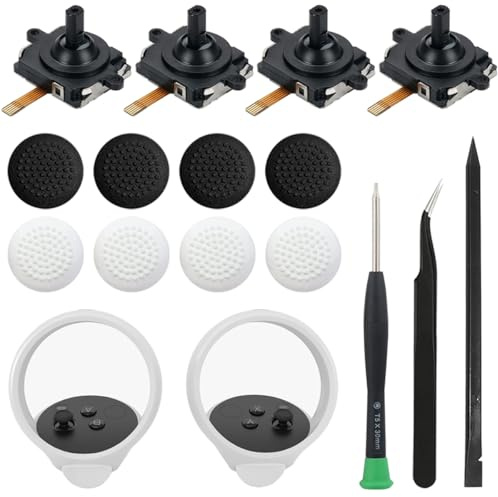 ZHUROUPU Joystick Module Replacement for Oculus Quest 2 for Meta Quest VR | 4 Pack, Controller Thumbsticks, Fix Drift Issues, Premium Wear-Resistant Materials, Immersive Gaming Experience, Repair Tools