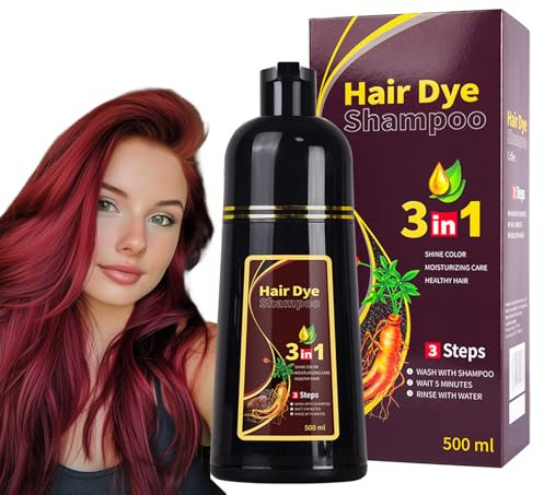 Rostblant 500ml Haarfärbeshampoo,Haarfärbeshampoo 3 in 1,Haarfärbeshampoo,Instant-Haarfärbeshampoo für Männer und Frauen,Natürliches und langanhaltendes Farbshampoo,Weinrot