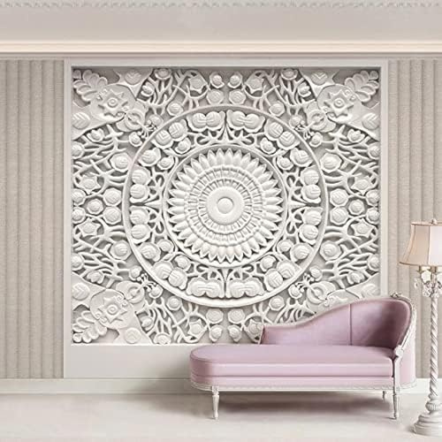 XLMING Escultura De Escayola Blanca 3D Papel Pintado Sala De Estar Sofá Dormitorio Comedor Decoración Del Hogar Pared-150cm×105cm