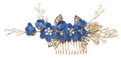 Haarkamm Damen Haarkamm Bräute Rote Blumen Strass Haar Seitenkamm Hochzeit Haarschmuck Haarspange Kamm Kopfschmuck Haarkamm Zum Stecken(A)