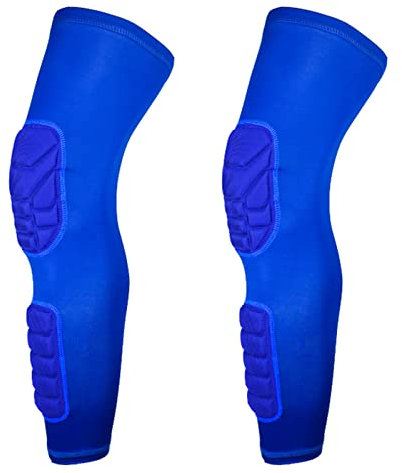 SHUAICJ Leg Set Compression Knee Pads Honeycomb Long Basketball Leg Sleeve Men Women Sport Calf Knee Protection Soccer Gym Leggings Gym Leggings Set(Blue,L)