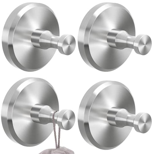 OYIWINMI 4 Pack Saugnapf Haken-Wandhaken Edelstahl，Vakuum Saugnapf Haken Praktische Handtuchhaken mit Saugnäpfen für Badezimmer und Küch，Handtuchhalter Ohne Bohren，11LB Belastbar (Silber)