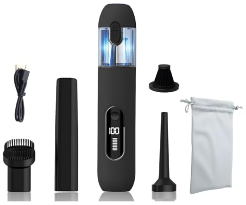 Ruspela Handstaubsauger Kabellos, 13000 Pa Stark, Mini Staubsauger Tragbar mit Luftgebläse, 3-in-1 für Auto, Sofa, Küche, HEPA- Filter Haustiere & Computer USB-C Schnellladung, Leicht & Leistungsstark