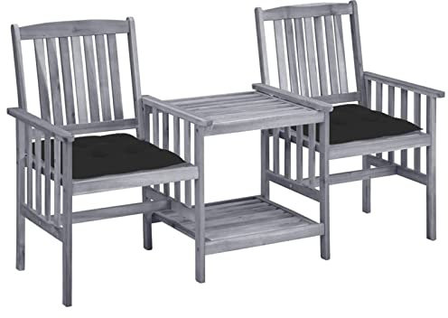 Fasba Akazienholz Massiv Gartenstühle mit Teetisch Kissen Bistroset Balkonset Gartenmöbel Sitzgruppe Balkonmöbel Gartenset Tisch Stuhl