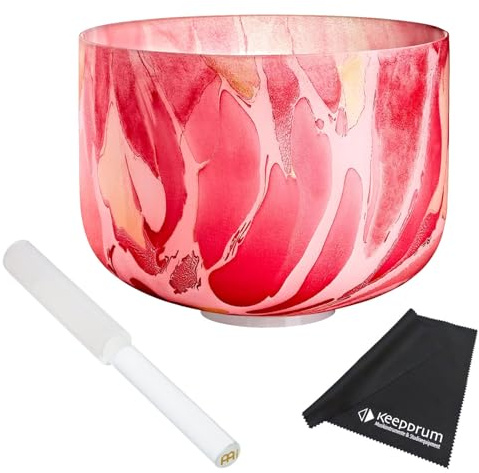 Sonic Energy MCSB10-C Kristall-Klangschale Wurzelchakra Rot + Reiber + keepdrum Mikrofasertuch