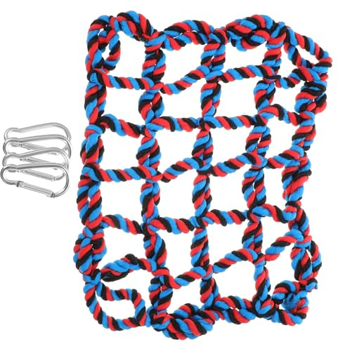 CVUTOVO Buntes Papageien Kletternetz Aus Bissfestem Seilmaterial Große Größe Mit Hängendem Design Kletternetz Für Mittelgroße Und Große Papageien Vogelspielzeug Zur Von Fitness Und Gesundheit