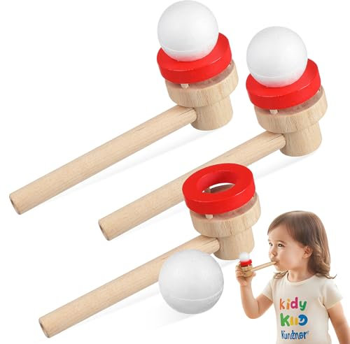 HOMOBABE 3 Piezas Soplador De Bolas De Madera Juguete Que Sopla Juguete De Clavija De Madera Actividades Al Aire Desarrollo Infantil