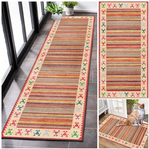 Alfombras de Pasillo Larga Alfombra Corredor Pasillo Vintage Alfombra Cocina Lavable Antideslizante, Alfombra Entrada Casa Absorbente Alfombras para áreas Alfombrilla Comedor Corredores 60 x 140 cm