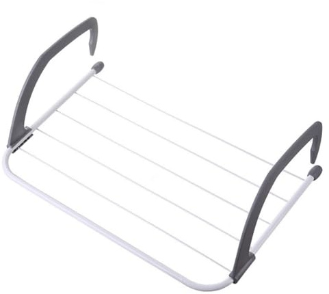 NUONUOPING Portable Over-The-Door Clothes Drying Rack by Home Basics | Folding Towel Rack for Balcony Railings, Windowsill, Indoor/Outdoor Retractable Laundry Rack with 5 Hanging Slots