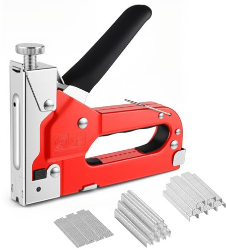 Staple Gun 3 in 1 Heavy Duty Manual Brad Nailer Power with 1200 Staples Adjustable Upholstery Stapler Gun for Wood, Crafts, Carpentry, Decoration DIY