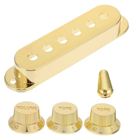 NOLITOY 7 Stück Goldene Kunststoff Gitarren Tonabnehmerabdeckungen Abriebfest und Schützend Passend für E-gitarren und Bassgitarren im Klassischen Design