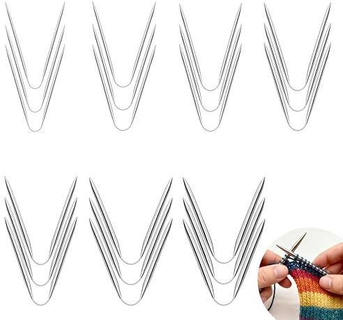 Marsred 21 Stück Edelstahl Rundstricknadeln,Stricknadeln für Socken(2mm, 2.5mm, 3mm, 3.5mm, 4mm，4.5mm，5mm), Strumpfstricknadeln Nadelspiel set für Handschuhe,Mützen
