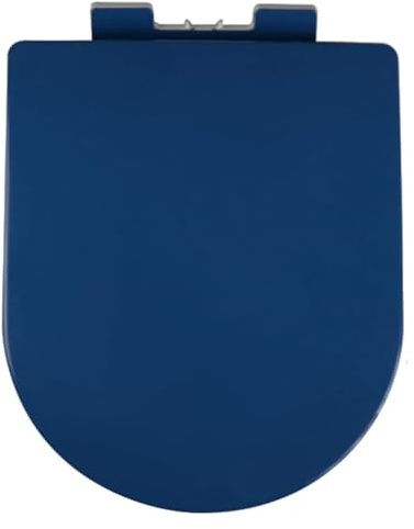 D-Shaped Soft Close Toilet Seat Quick Release & Top Fixing Adjustable Hinges Dark Blue Colored Loo Lid Compatible with U Shape & D Shape Toilets