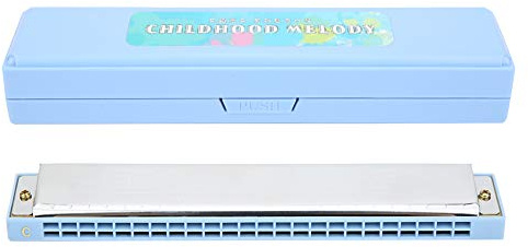 ZUUOZBYY Boccaglio professionale Armonica arpa diatonica Chiave C Piastra di copertura in acciaio inossidabile 24 fori (Blu)