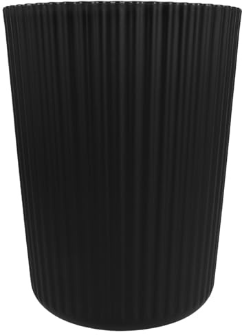 Uonlytech Cubo de Basura de Plástico Redondo sin Tapa Tamaño Mediano, Color Negro, Contenedor para Cocina, Oficina y Baño, Bote de Basura de Interior Funcional y Ligero para Organización