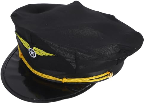LIFKOME Pilotenmütze aus Polyester Schwarz Achteckige Form Leichtes und Bequemes Material für Halloween und Aviation Themenpartys