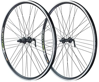 Vuelta Laufradsatz 26 Zoll inkl. Deore HB/FH-T610 Quattro X - Made in Germany - QR Laufradsatz 26 Zoll MTB Felgenbremse/V-Brakes Schwarz - 559x21c Hohlkammer-Laufräder - MTB, ATB, Fahrrad Rad