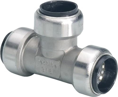 Edelstahl Steckfitting Tectite T-Stück 22 mm gleiche Abgänge, TS130