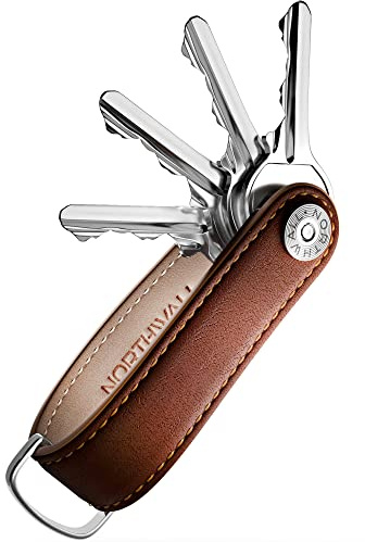 ThorKey NORTHWALL Organiseur pour Clés Cuir Compact Cuir de Qualité Premium - Mécanisme de Verrouillage de Sécurité – Jusqu'à 8 clés et outils - Porte-Clés Pratique - Marron
