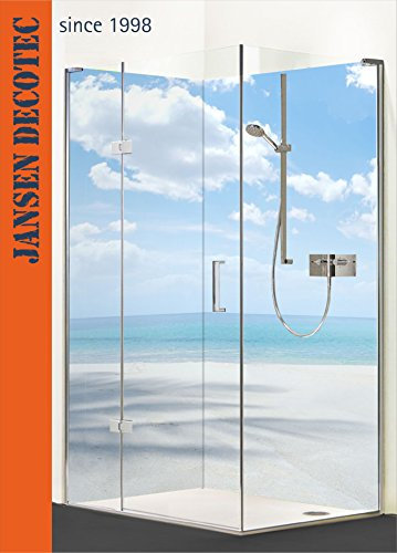 Eck - Duschrückwand, 2 Segmente je 90x200cm, Motiv: Strand_Azurblau