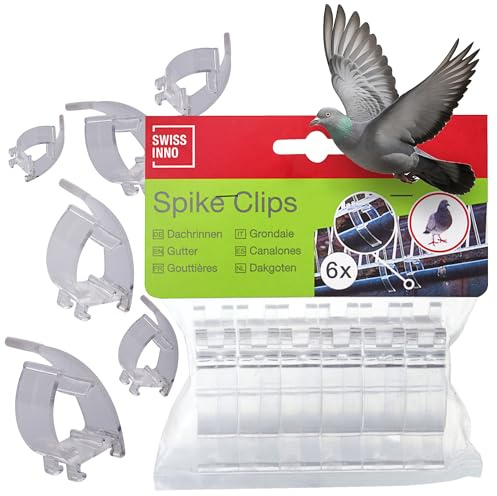 SWISSINNO Clips för duvskyddsspikar (6-pack)– takränneklämma & gutter mount för rör, räcken och rundade ytor – Omedelbar montering – UVbeständig