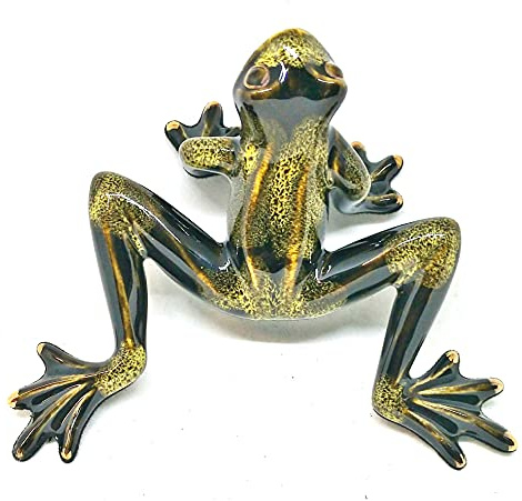 Golden Pond Collection Black and Green Ceramic Frog Figurine (A)