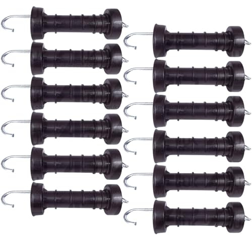 12 x Heavy Duty Electric Fence Arch Hook Gate Handle & Spring Inside Insulator