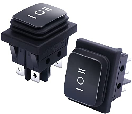 Taiss / 2 Stücke Schwarz Wasserdichte Kippschalter 16A 250 V 20A 125 V AC 6 Pins 3 Position EIN/AUS/EIN DPST Wippschalter Für Autos und Boote KCD4-203W-BK