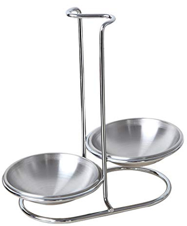 Guangcailun Kitchen Vertical Spoon Strainer Scoop Rest Stand Stainless Steel spoon rest ladle Double Ladle Spoon Holder Rack