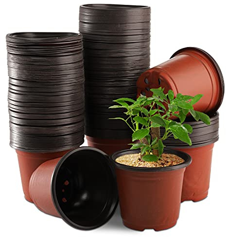 DEAYOU 200 PCS 4.5 Plastic Nursery Pots, Small Seedling Pots with Drainage Holes, Plant Potting Pots Containers for Garden, Indoor, Outdoor