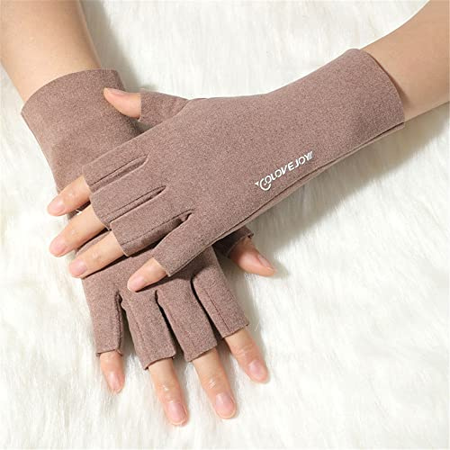 GIVBRO Guantes de mujer sin dedos Guantes térmicos de invierno Guantes térmicos de medio dedo para damas Ciclismo Deporte al aire libre