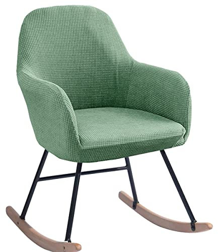 XGANGM Fundas para Sillón Balancín con Brazos Respaldo Alto Estilo Nórdico Mecedora Cubiertas para Sillas Elasticas Terciopelo Fundas Balancin Sillón de Relax Moderna Relax,Green 1,6PCS