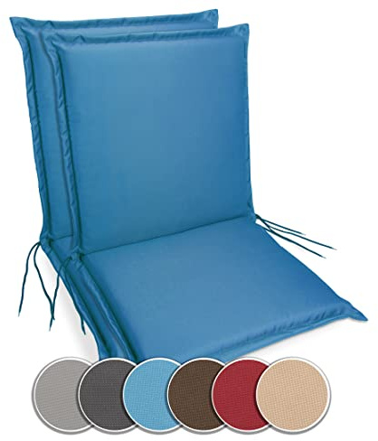 sunnypillow Gartenstuhlauflagen Niedriglehner 100 x 50 (2er Set) - Stuhlauflagen Extra Dicke 9 cm - Auflage für Gartenmöbel UV-Lichtecht, Wasserdicht - Outdoor Stuhlkissen für Gartenliegen - Blau