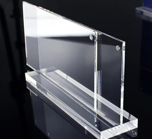 Rikyo 10 x 15cm Acryl-Bilderrahmen, T-Form, klar, rahmenlos, schwimmendes Display mit Basis, horizontale magnetische Rahmen, doppelseitige Tischplatte, Ständer für Hochzeit, Menü, Werbehalter