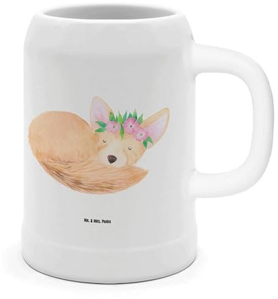 Mr. & Mrs. Panda Bierkrug Wüstenfuchs Blumen - Geschenk, Afrika, Bierseidel, Wüste, Blumenkranz, Sommerfest, Glücklich, Maßkrug, Oktoberfest, Krug