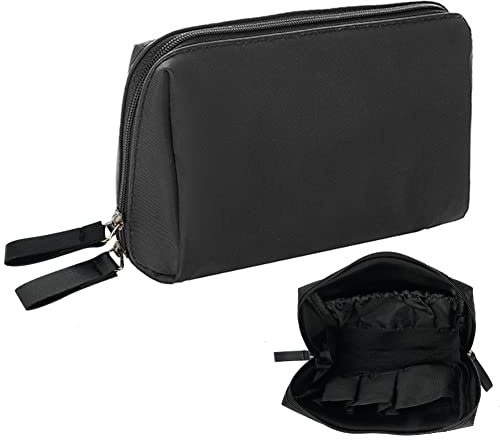 Wasserdicht Kosmetiktasche Klein Schwarz, Tragbare Reise Make Up Tasche aus Nylon, Schminken Organizer Aufbewahrungstasche für Kurze Reisen, Die in Ihr Gepäck Passen