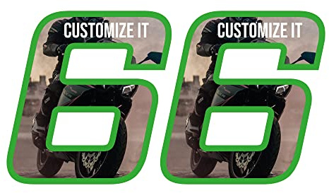 labelbike 2 Adesivi Moto Numeri Personalizzati Numero Custom '6' | Altezza numero 8 cm, Decorazione