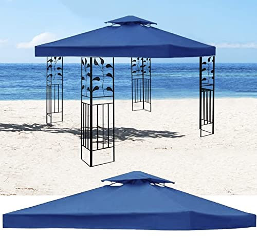 DXDRT Telo per Gazebo Impermeabile 3x3M, Doppio Strato Copertura Ricambio Telo Camino per Gazebo da Giardino con Air Vent,Copertura Rimovibile per Campeggio,Spiaggia,Sole(Solo in Alto),Blu