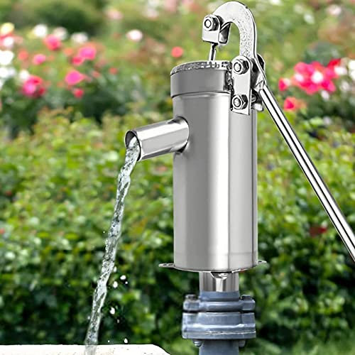 Pompa rotativa per acqua a mano, pompa per acqua da giardino, in acciaio inox, a risparmio energetico, manuale, in acciaio inox, per uso domestico, fontana, pompa per acqua da giardino