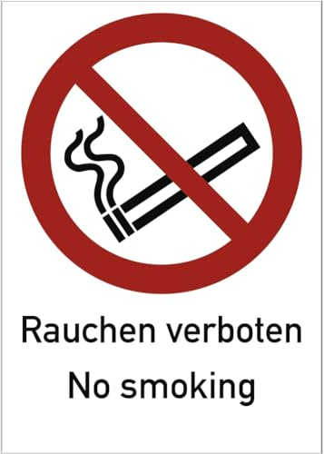 Dreifke® Schild Rauchen verboten No smoking ISO 7010, Kombischild, Kunststoff, 210x297 mm