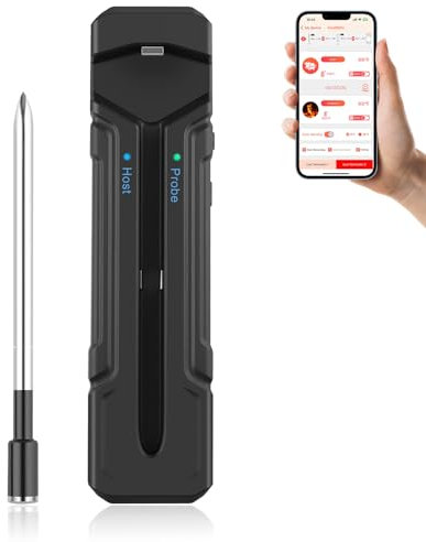 Wireless Meat Thermometer with Instant Read - 300FT Remote Digital Food Thermometer with Stainless Probe for Cooking, Grill, Oven, Smoker - Dual Sensor, Waterproof, Up to 120H Battery Power
