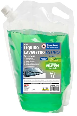 Lampa 38055 Scheibenwischerflüssigkeit für den Sommer, streifenfrei, geruchshemmend, gebrauchsfertig, Duft grüner Apfel, 3 Liter