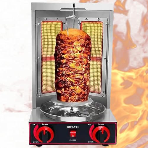Lakenbroade Máquina Comercial Profesional de Doner Kebab,Parrilla Vertical de rotación automática,Barbacoa de asadores de GLP de Acero Inoxidable,Recolector de Carne para Cena en Restaurante,Electric