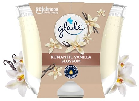 Glade Jar Candle, Scented Candle Infused with Essential Oils, Up to 35 Hour Burn Time, Vanilla Blossom, 204g