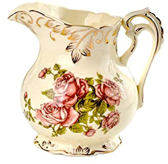 WOTZOV Jarra Grande de Leche de Porcelana Marfil de 340 ML para té de la Tarde, Servicio de café, vajilla, Salsa Decorativa