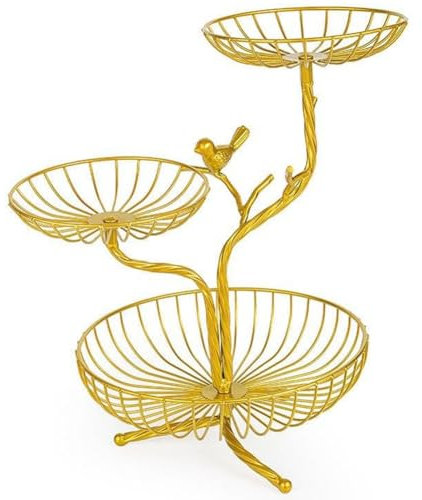 Suoumwa Soporte para Cesta de Frutas de 3 Niveles, Estante para Fruteros, Soporte de Metal, Soporte de Mesa para Encimera para Verduras, Pan y Refrigerios