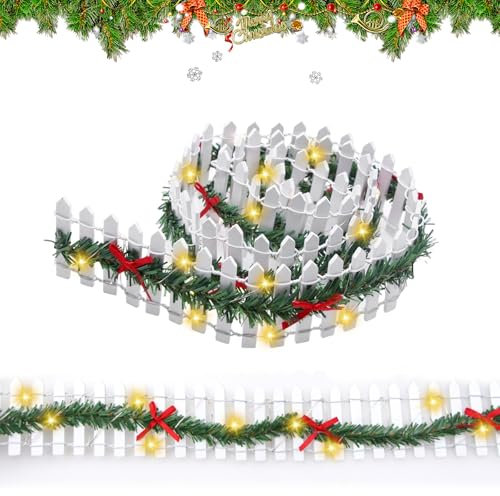 Mini Recinzione per Giardino, Staccionata in Legno, Miniatura Recinto per Albero di Natale