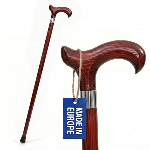 Dr. Watson Classic Derby Walking Stick – Handcrafted Ash Wood Cane with Polished Stainless Steel Collar