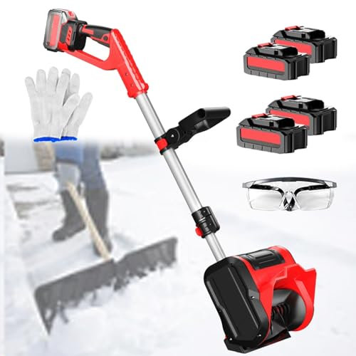 VFMVOYNZ Pala da Neve Senza Fili, spazzaneve Elettrico da 20 V con Manico Regolabile e Asta telescopica, spazzaneve Alimentato a Batteria da 3000 mAh, Larghezza 30 cm(Red)
